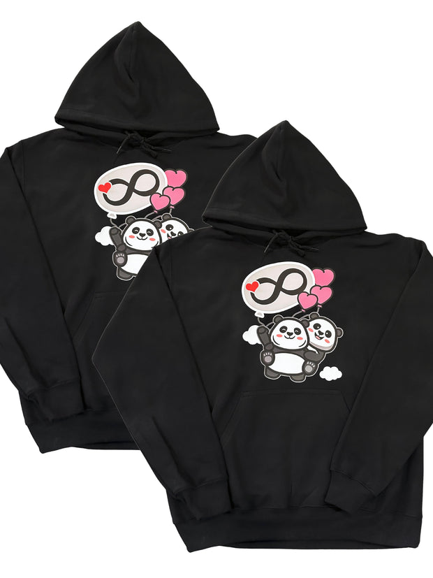 COMBO SET - Infinity Panda's  -  2X Unisex Adult Pullover Hoodies - Black