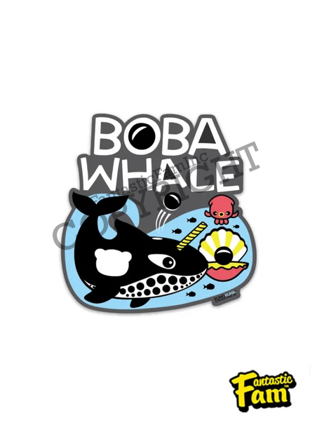 Boba Whale Vinyl Sticker