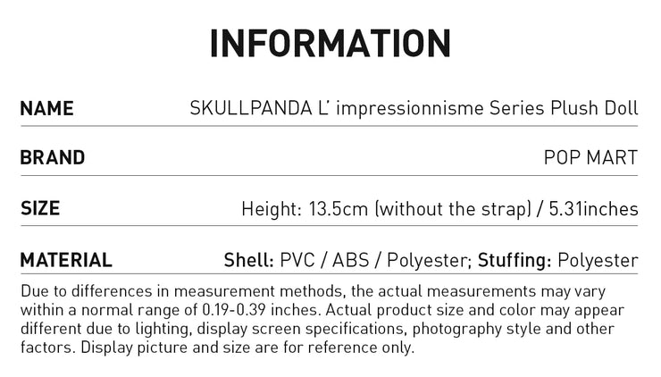 θSKULLPANDA L'impressionnisme Series Plush Doll - SINGLE BLIND BOX