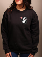 Love Sign Panda 2 (Right) - Unisex Adult Crewneck Sweatshirt - Black