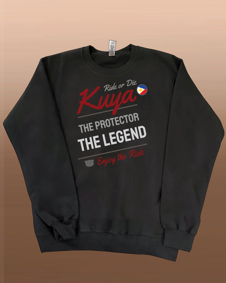 Kuya - Ride or Die - Spaghetti- Unisex Adult Crewneck Sweatshirt - Black