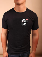 Love Sign Panda 1 (Left) - Unisex Adult T-shirt - Black