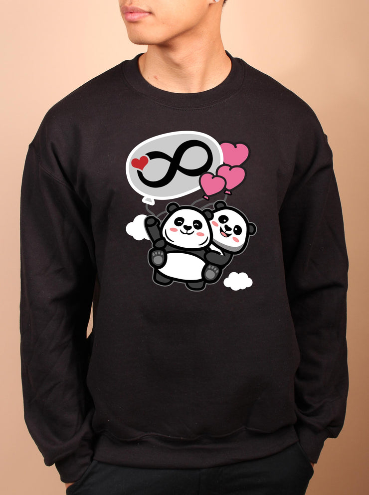 Infinity Panda's - Unisex Adult Crewneck Sweatshirt - Black