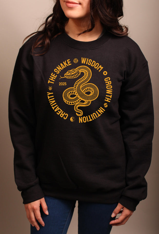 The Snake - Wood Snake 2025 - Unisex Adult Crewneck Sweatshirt - Black