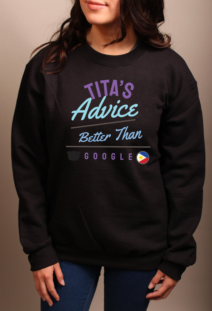 Tita's Advice - Better Than Google- Unisex Adult Crewneck Sweatshirt - Black