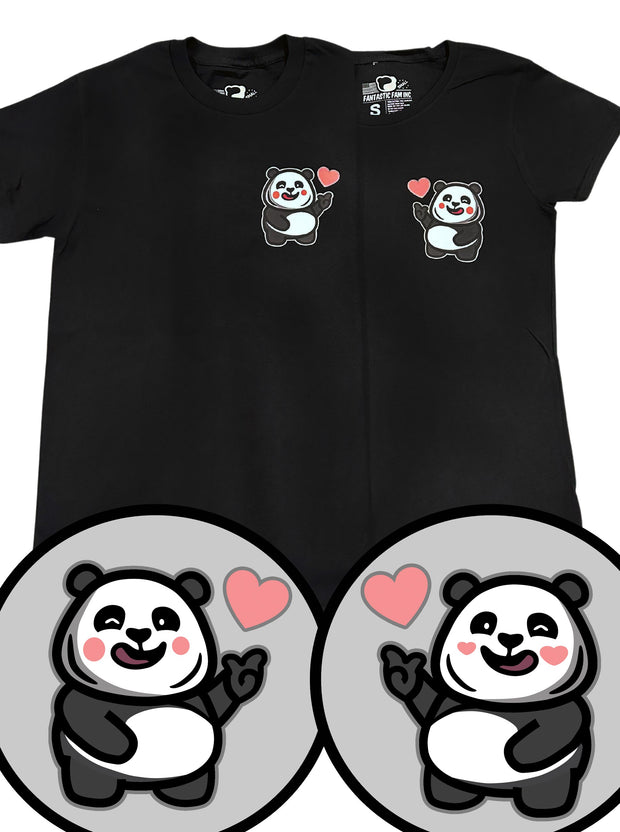 COMBO SET - Love Sign Panda 1 & 2 - 2X Unisex/Women's Adult T-shirts - Black