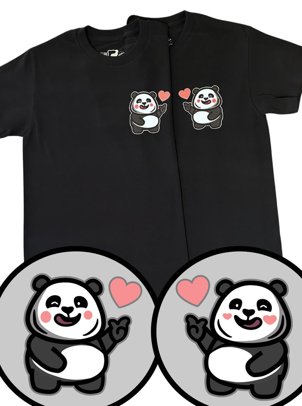 COMBO SET - Love Sign Panda 1 & 2 - 2X Unisex Adult T-shirts - Black