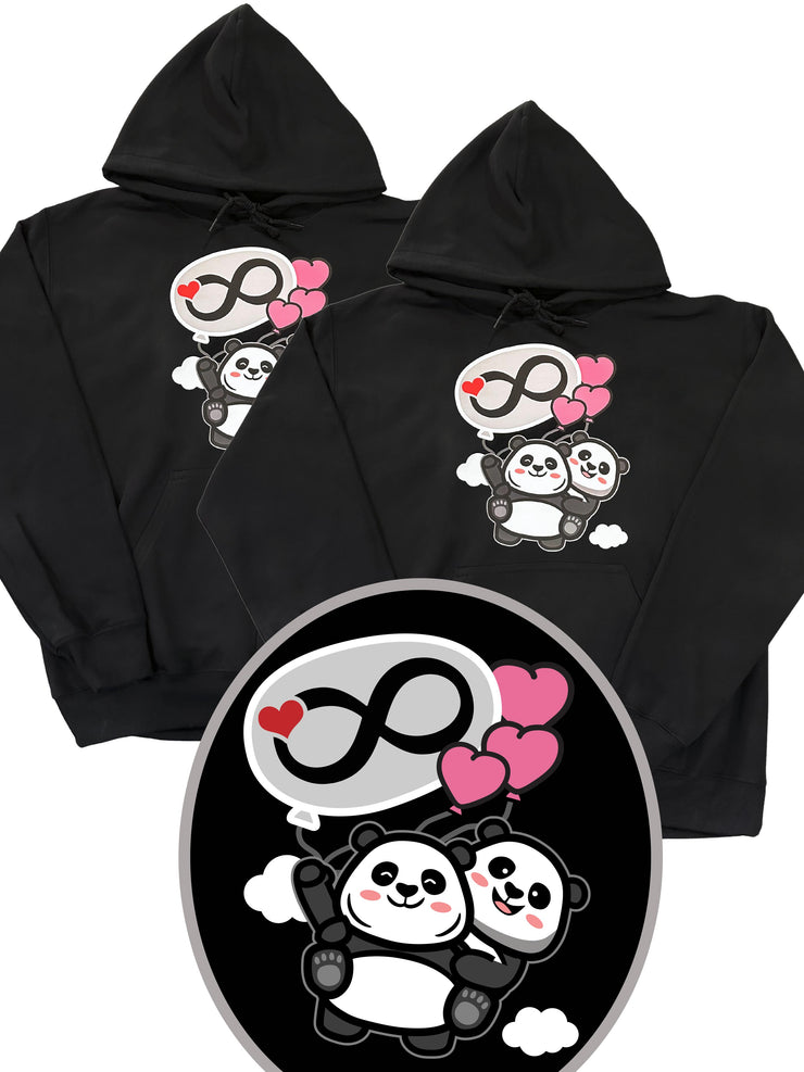 COMBO SET - Infinity Panda's  -  2X Unisex Adult Pullover Hoodies - Black