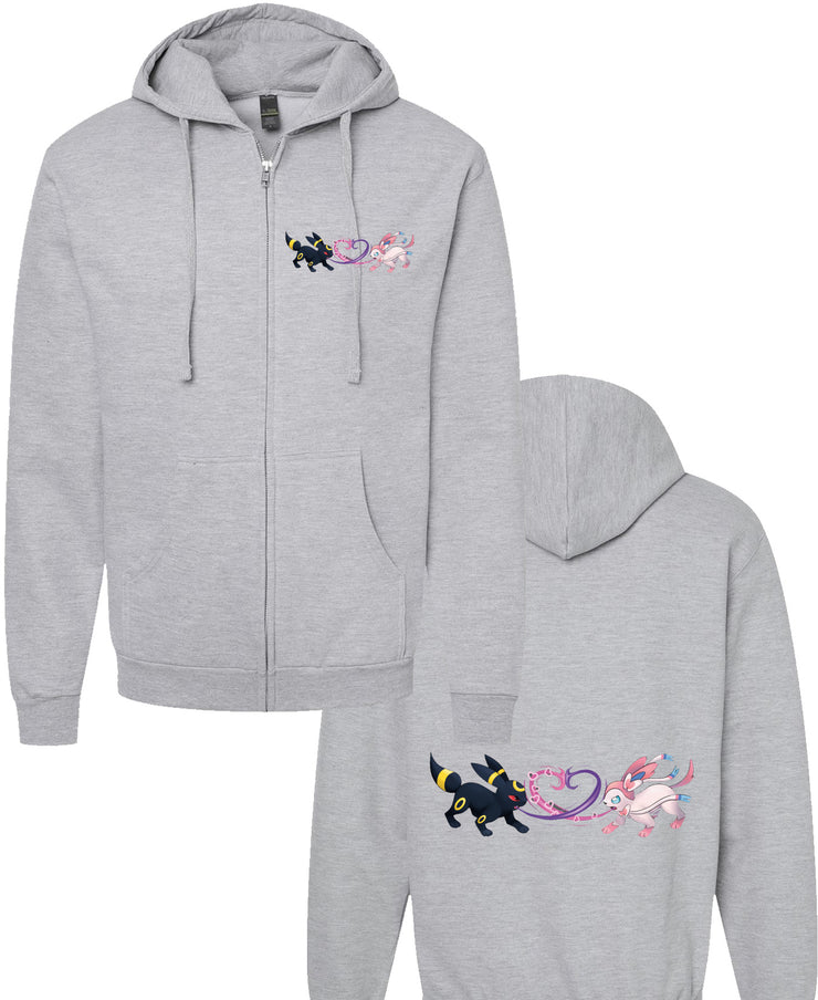 Dark Vs Fairy -  Unisex Adult Zipper Hoodie - Ash Grey