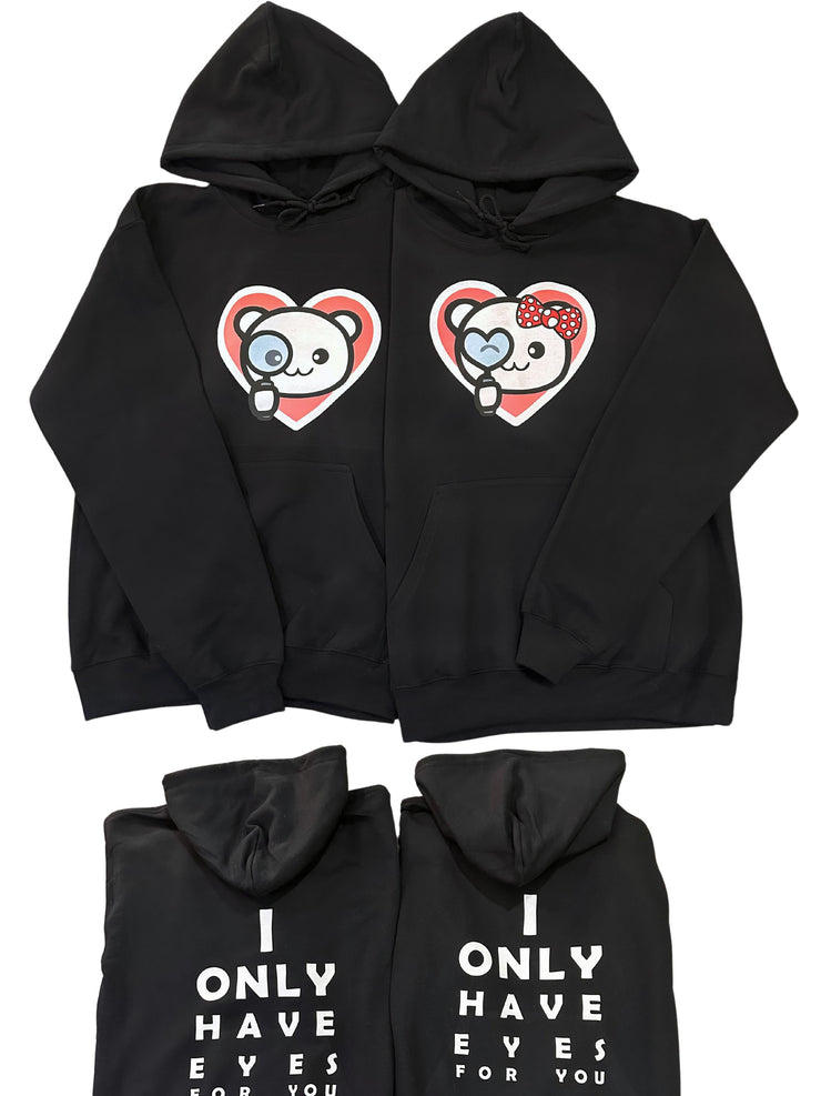 COMBO SET - I ONLY HAVE EYES FOR YOU - BOY+GIRL -  2X Unisex Adult Pullover Hoodies - Black