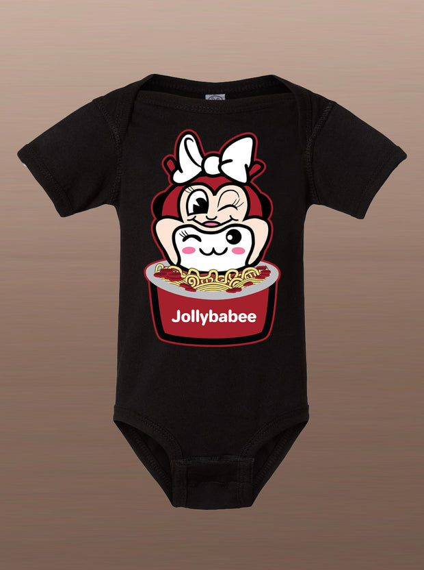 JollyBabee no.2  - Spaghetti- Infant Baby Onesie - Black