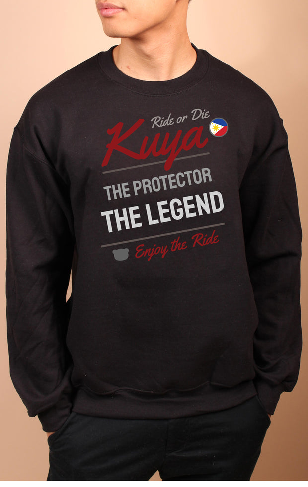 Kuya - Ride or Die - Spaghetti- Unisex Adult Crewneck Sweatshirt - Black