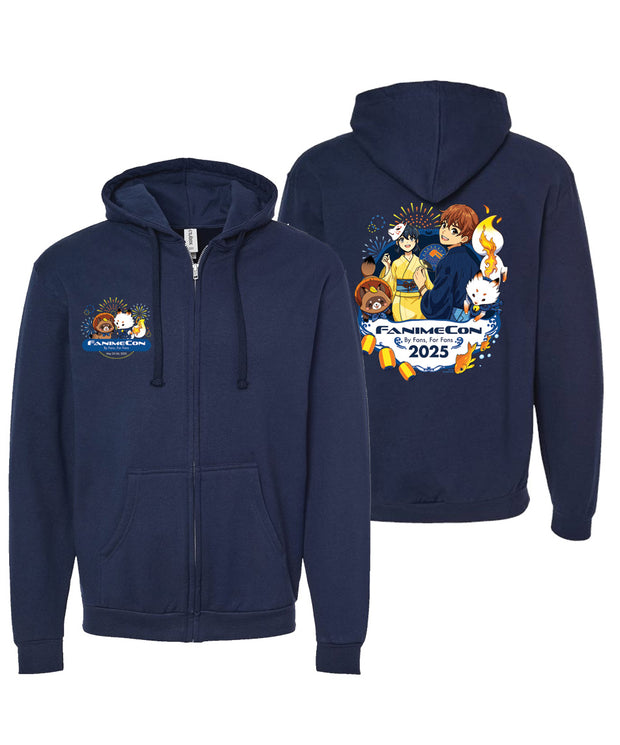 Pre-Order -Official FANIMECON 2025 - Unisex Zipper Hoodie - Navy