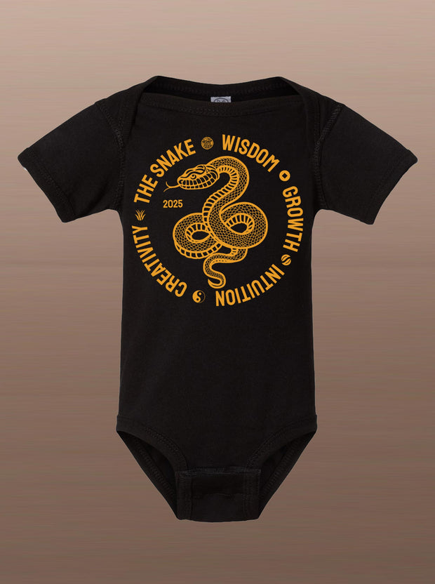 The Snake - Wood Snake 2025 - Infant Baby Onesie - Black