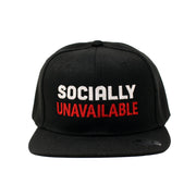 SOCIALLY UNAVAILABLE  Embroidered Snapback - ADULT - Black