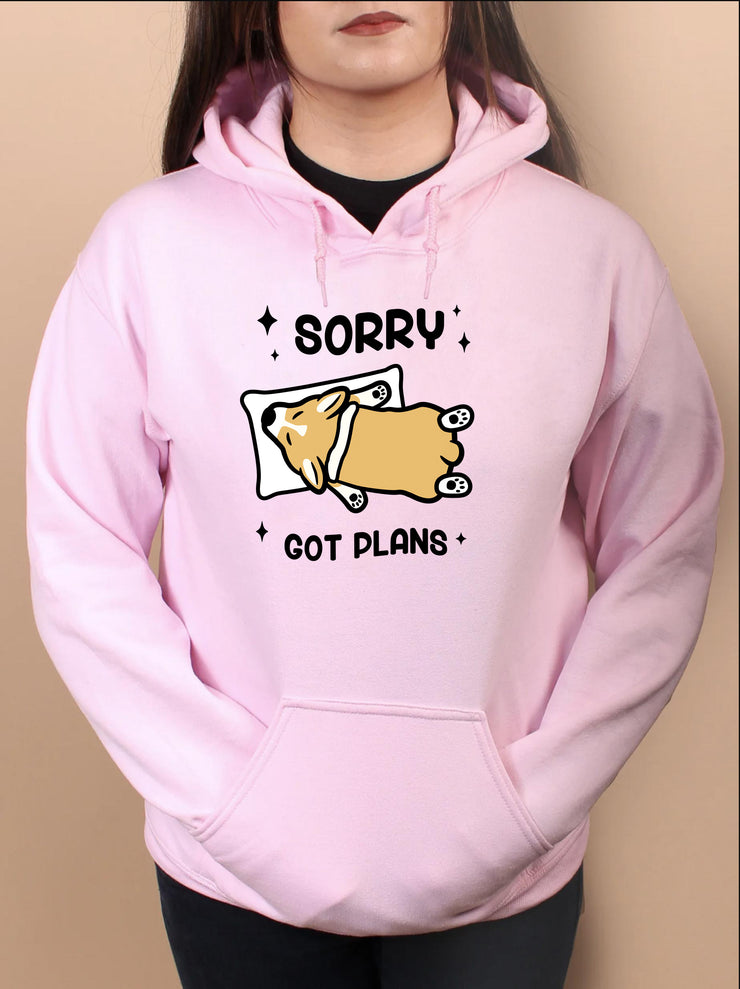 Sorry Got Plans  - Unisex Adult Pullover Hoodie - Pink