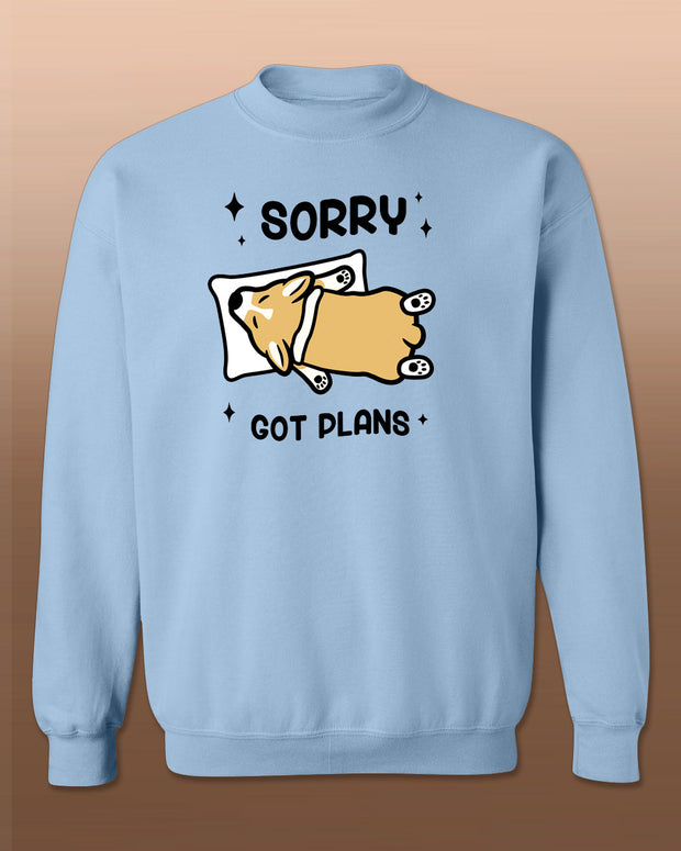 Sorry Got Plans - Unisex Adult Crewneck Sweatshirt - Light Blue