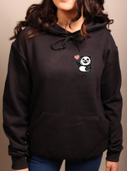 Love Sign Panda 2 (Right) - Unisex Adult Pullover Hoodie - Black