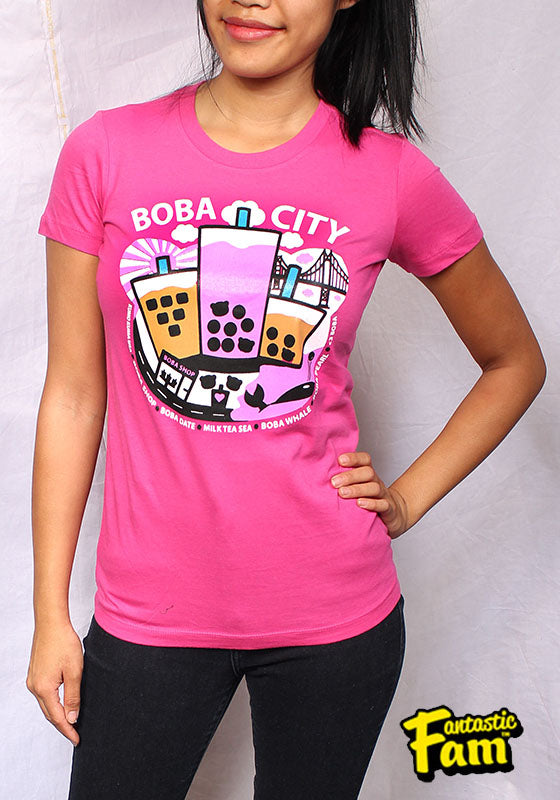 Boba City Woman's T-Shirt - Pink