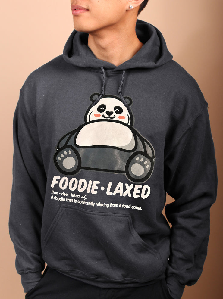 FOODIE-LAXED - Panda - Unisex Hoodie - Charcoal Grey