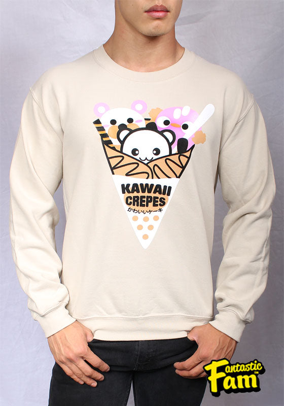 Kawaii Crepes Unisex Crewneck Sweater - Tan