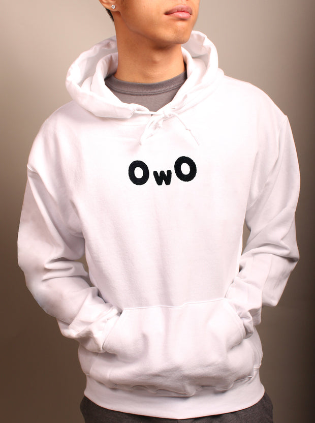 OwO - Embroidered - Unisex Hoodie - White