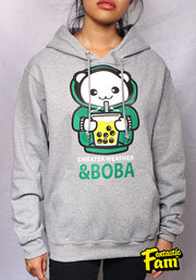 Sweater Weather and Boba Unisex Hoodie - Heather Gray