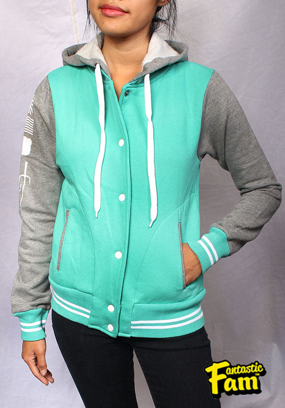 Cherry Blossoms Woman's Jacket - Teal