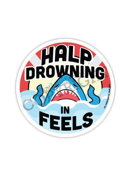 HALP! Drowning in FEELS! Shark Vinyl Sticker